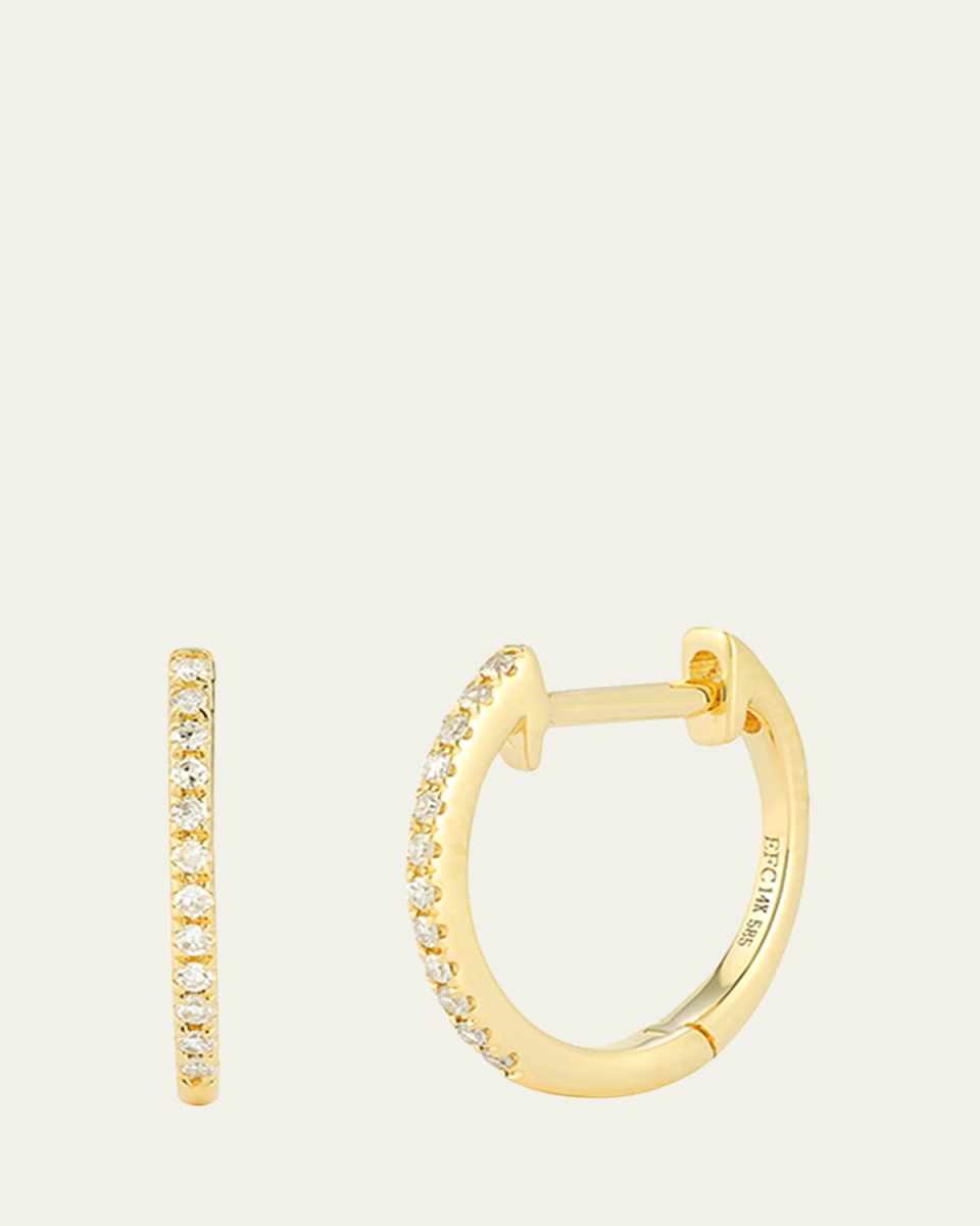 14K Yellow Gold Diamond Huggie Earrings